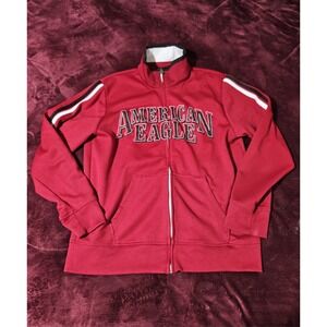 Y2k American Eagle Size L SPORTSWEAR Jacket  Red Baggy Street Fleece Track